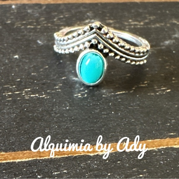 Turquoise silver western gem ring - Picture 1 of 1